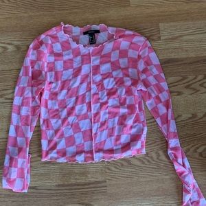 Forever 21 Retro Pink Checkered Sheer Top
